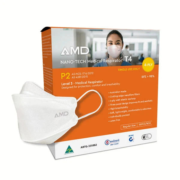 AMD - White T4 Earloop Mask - Box of 50